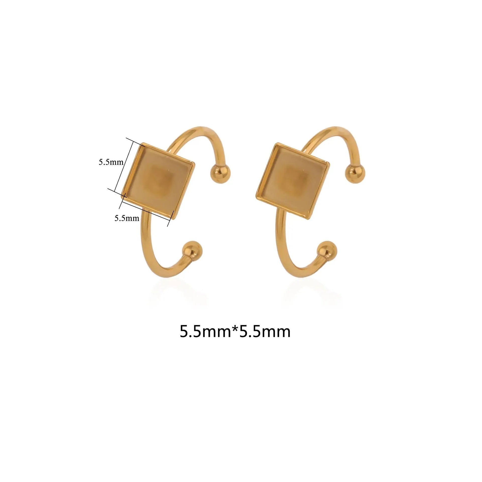 Golden electroplated stainless steel ring settings in various shapes with totem pattern texture and ring holder