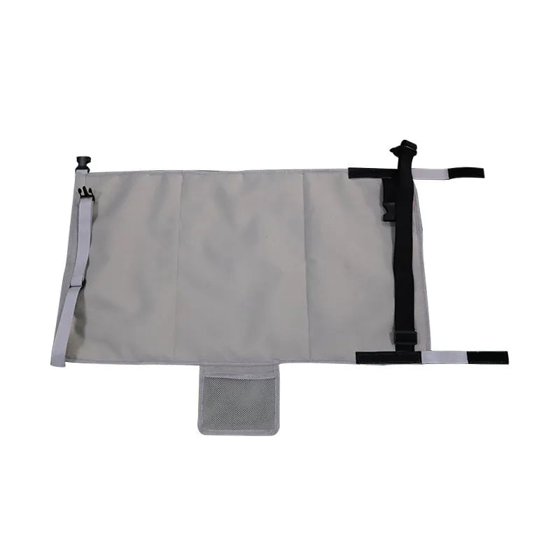 Portable children's aircraft pedal seat extender with drawstring storage pocket
