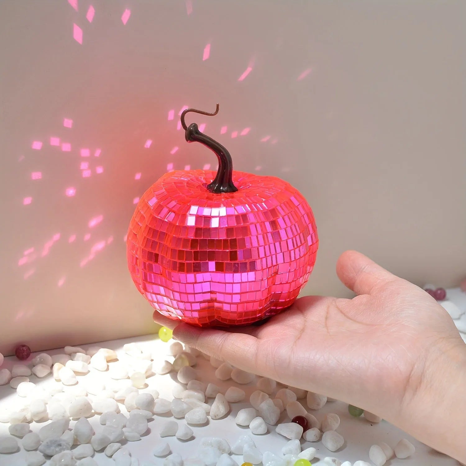 Chinese style glass pumpkin ornament with embroidered texture for Halloween and Christmas decoration.