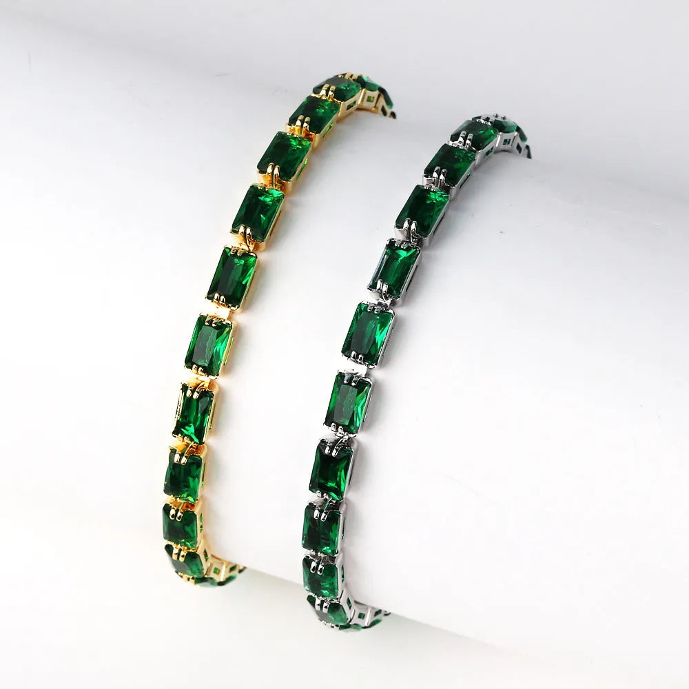 Women's fashion bracelet with electroplated zircon finish in a choice of colours and gold or platinum tones.
