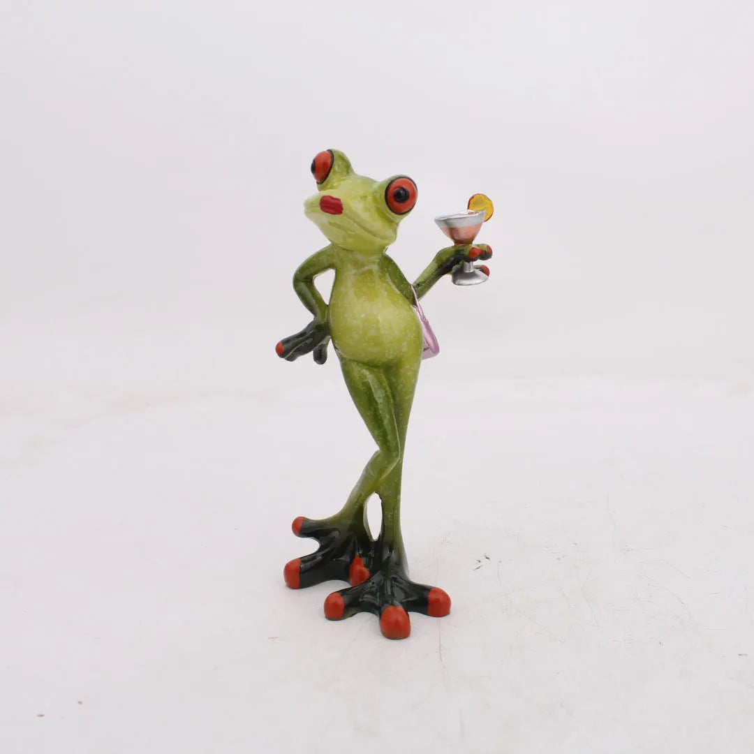 Pastoral style synthetic resin frog ornament for home decoration