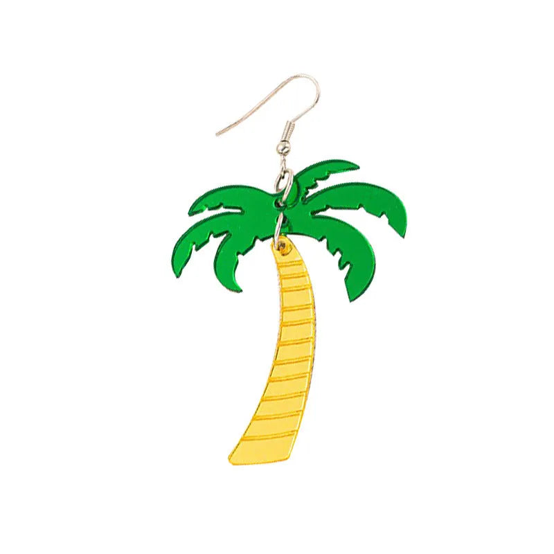 Acrylic drop shape earrings with a coconut design in one of five colour styles on alloy hooks.