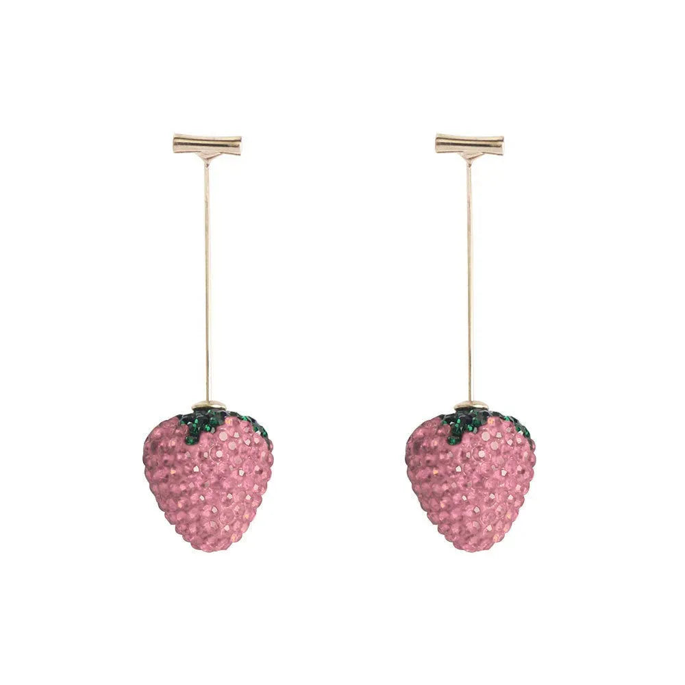 Spot drill geometric strawberry earrings for women in zinc alloy with six colour options