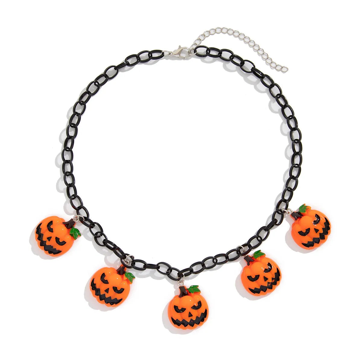 Halloween pumpkin ghost necklace with colourful acrylic cartoon pendant on chain