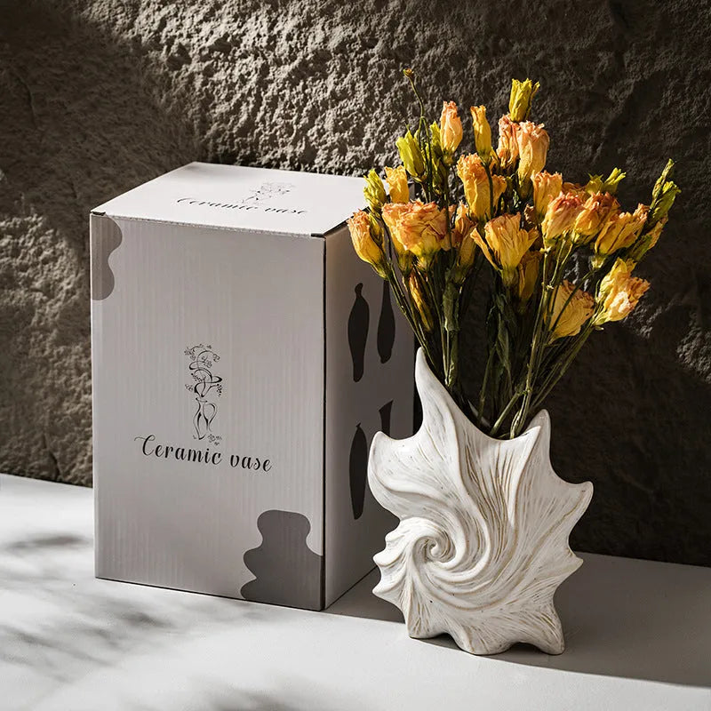 French art ceramic vase with coloured glaze finish and hexagon shape