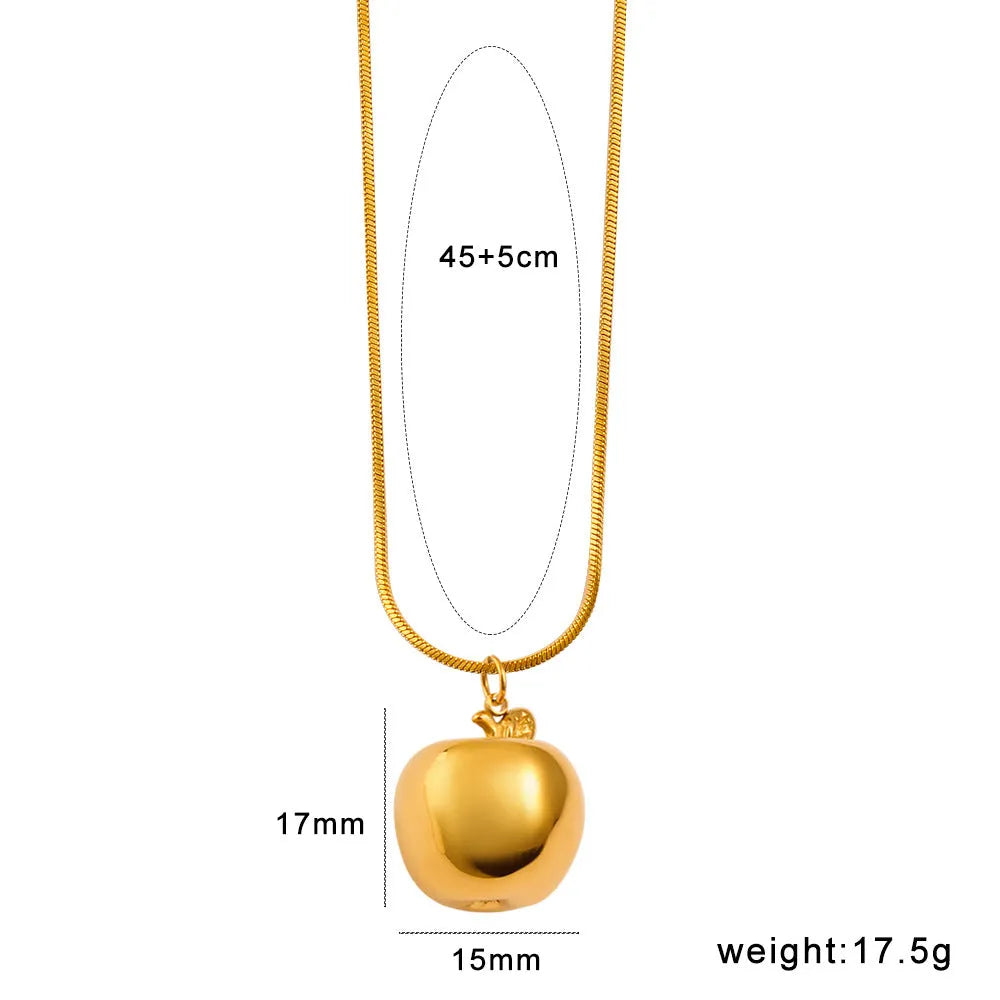 Stainless steel fruit necklace pendant with regular chain, showing fruit charm options