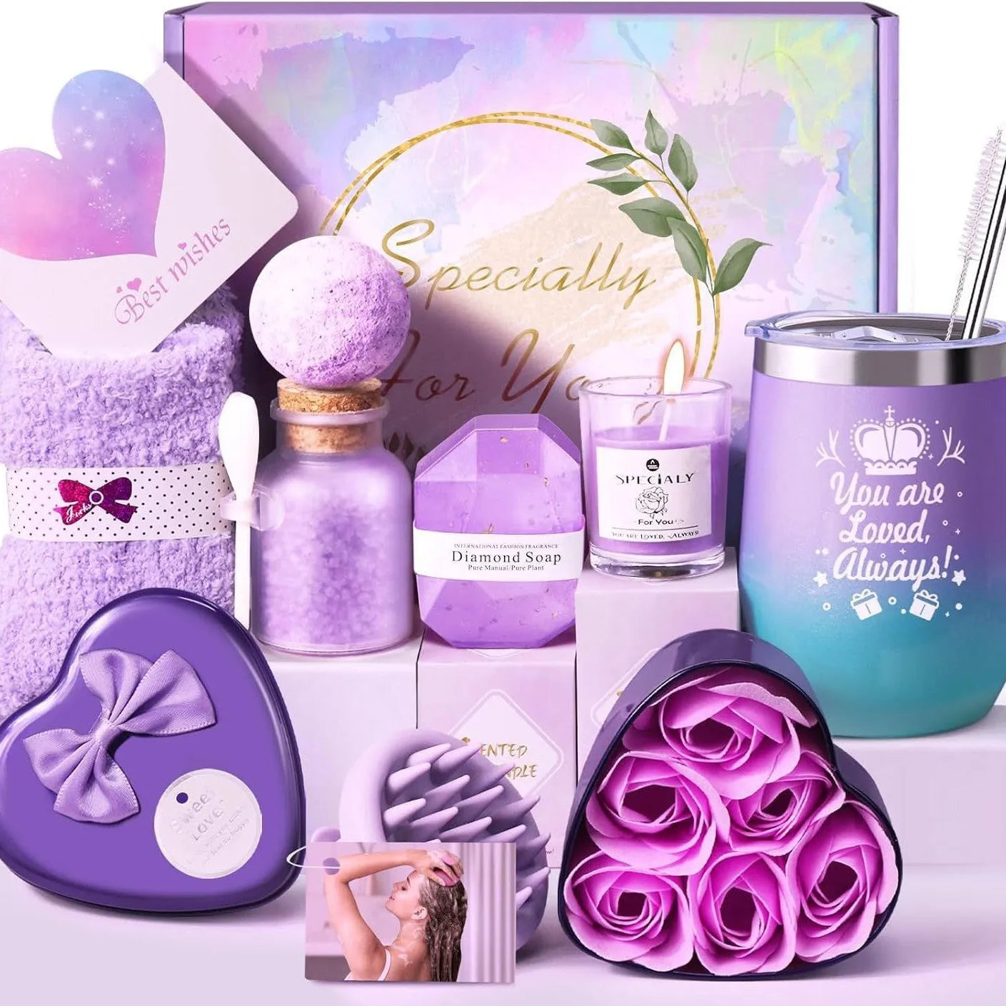Soy wax aromatherapy candle bath set gift box with decorative suit designs in multiple colours