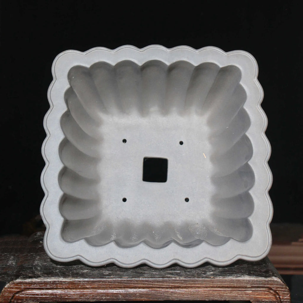 Square purple sand ceramic bonsai pot with classical Du Xiliang style measuring 37x15cm for desktop plants