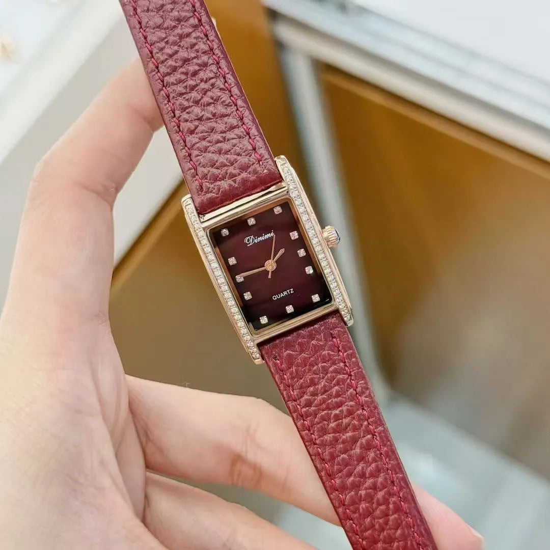 Chinese-style alloy women's watch with 8mm thickness in camellia red with multiple dial design options
