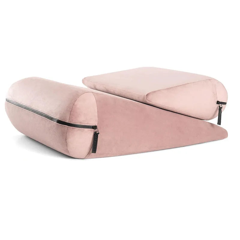 High-density sponge furniture triangle pillow in grey, measuring 68cm, with embroidery detail.