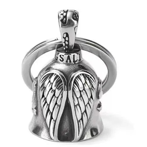 Vintage white angel feather alloy keychain and necklace set with electroplated finish.
