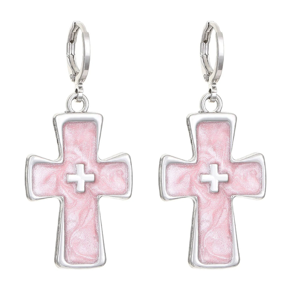 Women's alloy earrings in cross, heart and animal designs with multiple colour options