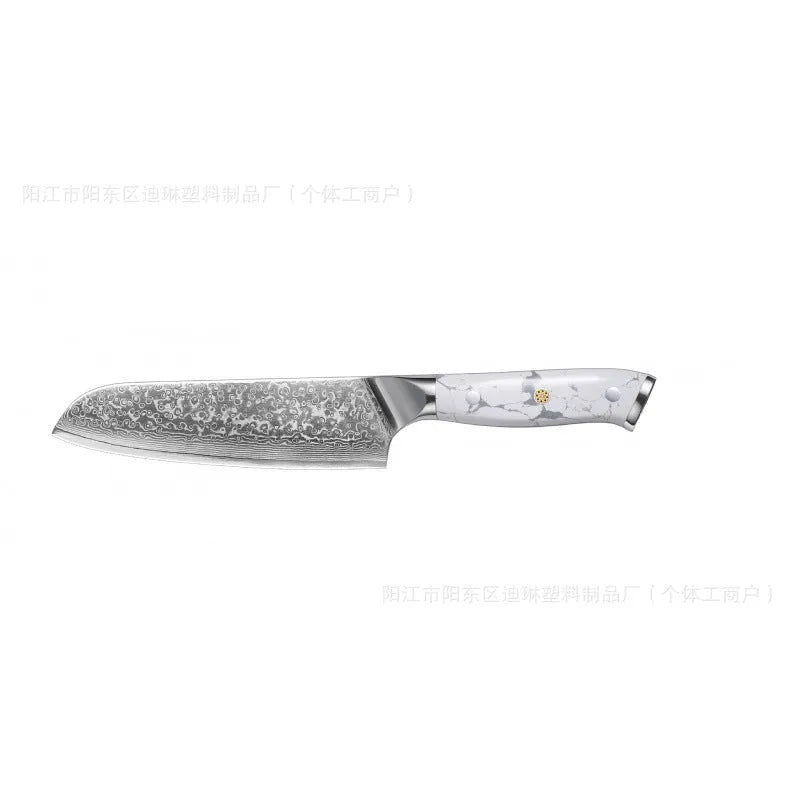 Damascus pattern VG10 steel chef knife with 21cm blade and 11cm wooden handle