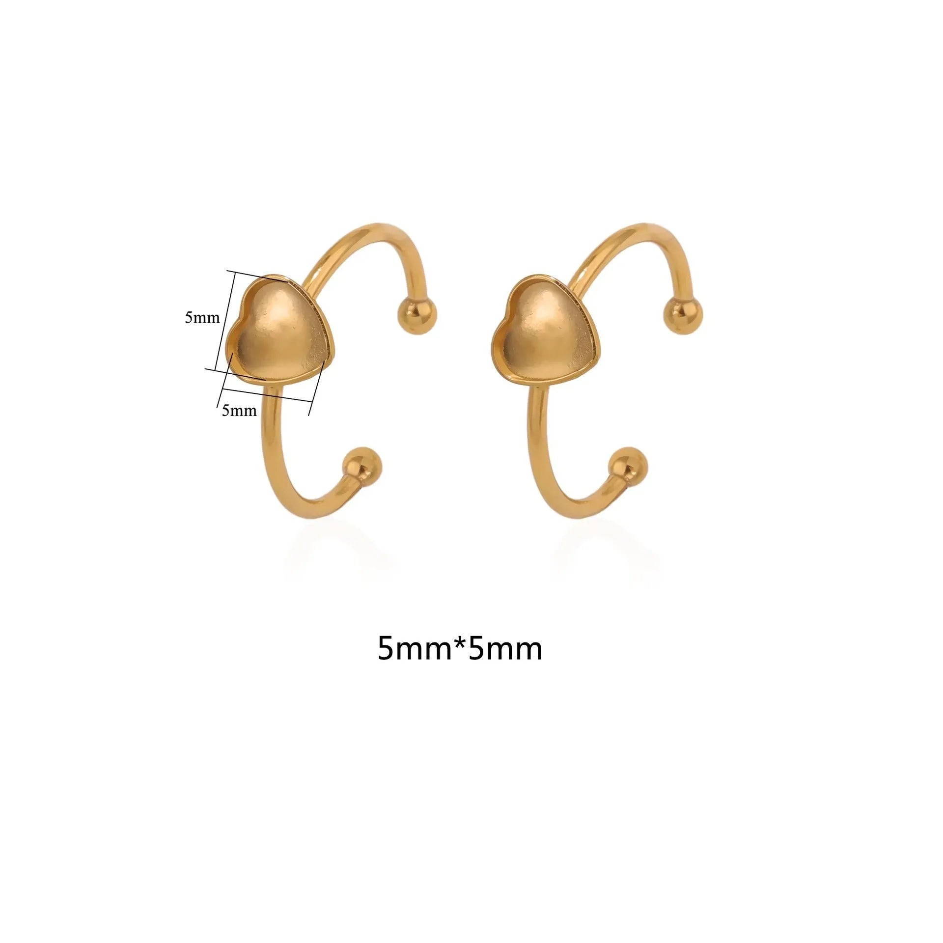 Golden electroplated stainless steel ring settings in various shapes with totem pattern texture and ring holder