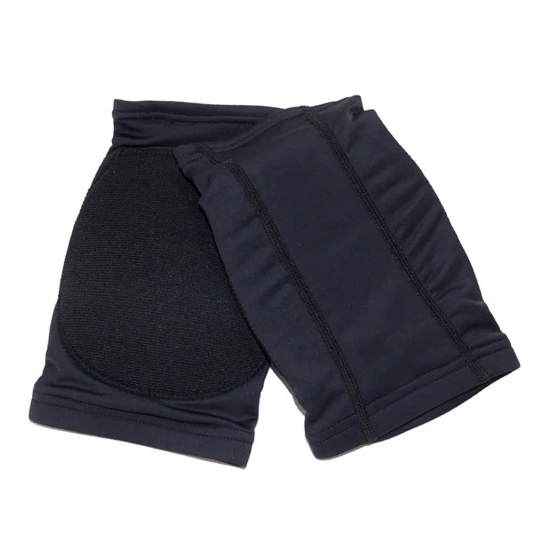Black and skin colour elasticated knee pads for ballet dance and yoga exercise protection