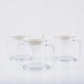 Transparent polypropylene spill-proof drinking cup with modern design.
