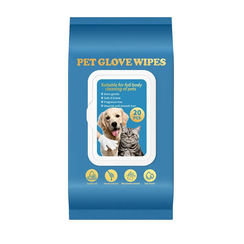 Pack of disposable plastic pet gloves for bathing and cleaning cats and dogs