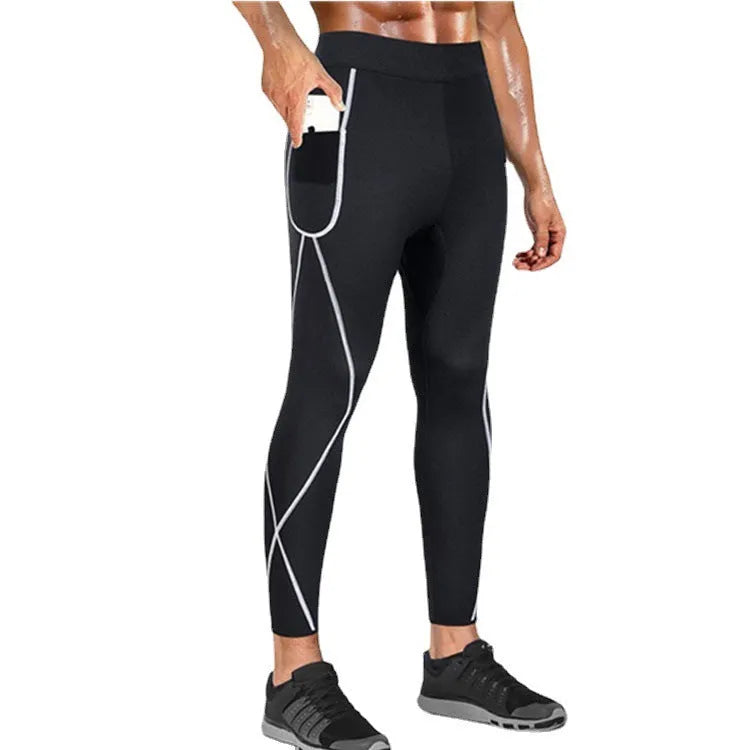 Neoprene men's running sports yoga sauna fitness suit with stitching detail in black
