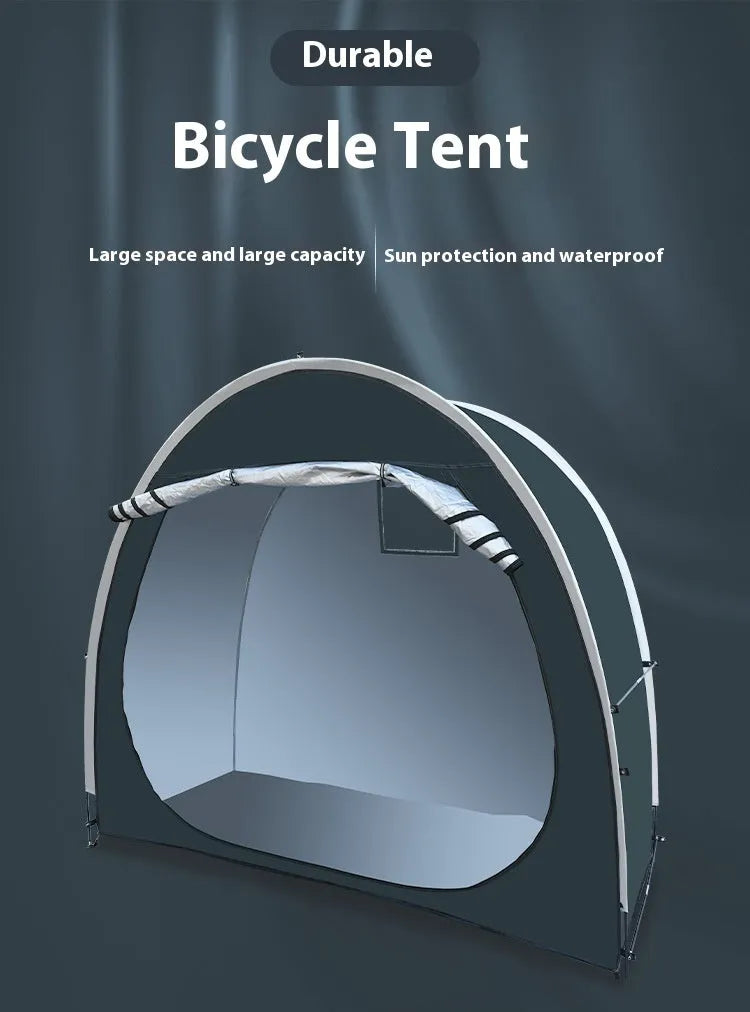 Black outdoor bicycle storage tent measuring 185cm with space for 2-3 bikes
