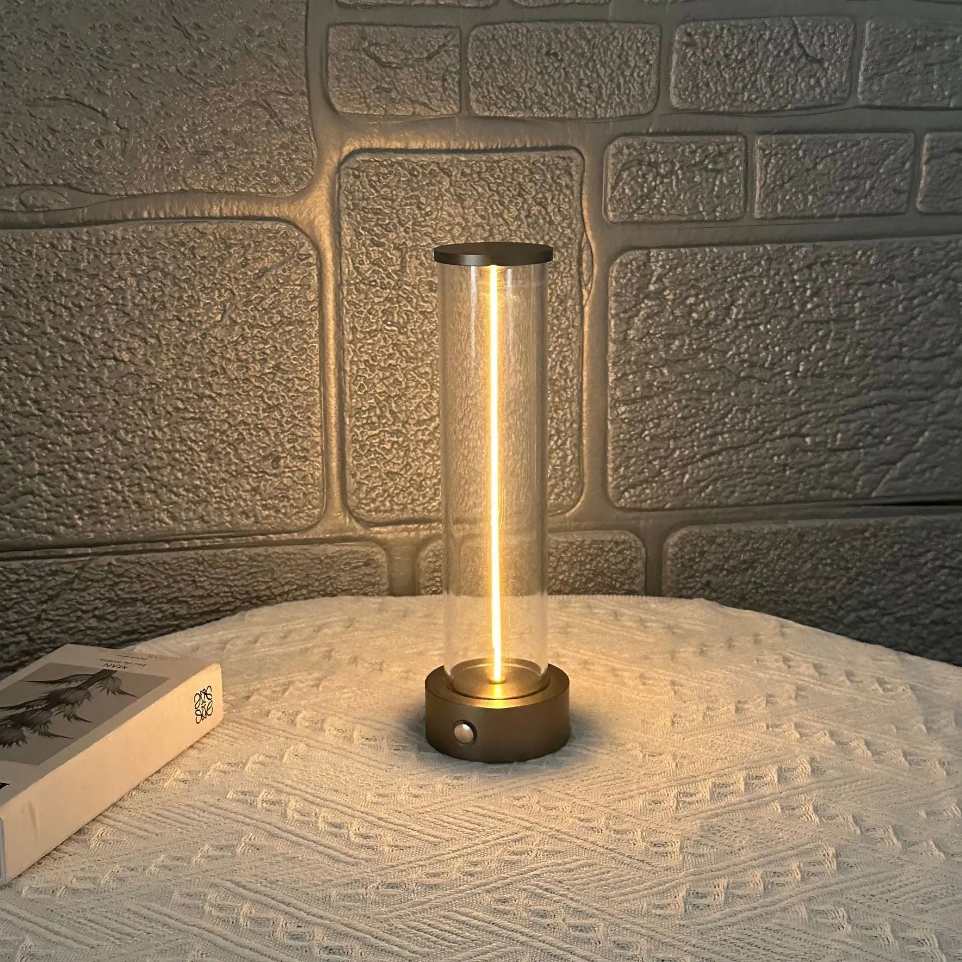 Slender modern LED glass light strip with magnetic back for USB-powered ambient lighting.