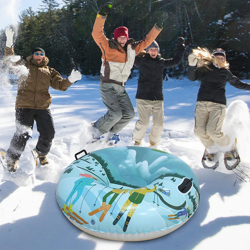 Colourful thick PVC ski ring toy for winter outdoor snow play.