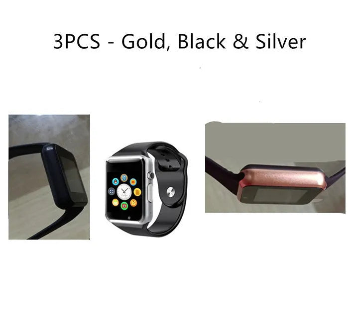 A1 smart watch with 1.54-inch screen showing camera, Bluetooth and GSM connectivity options