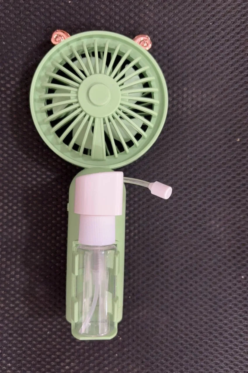 USB rechargeable plastic desk fan in five colour options showing 20 cm blades