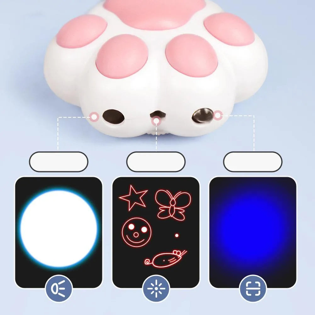 USB-rechargeable infrared cat teaser toy with keychain in black or pink plastic measuring 5x2.5cm