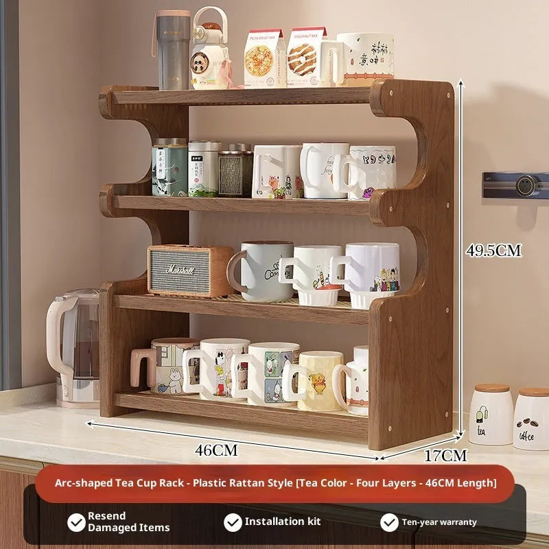 Multi-functional storage rack with 4 layers in bamboo density board, 46 style, modern simplicity desktop organiser