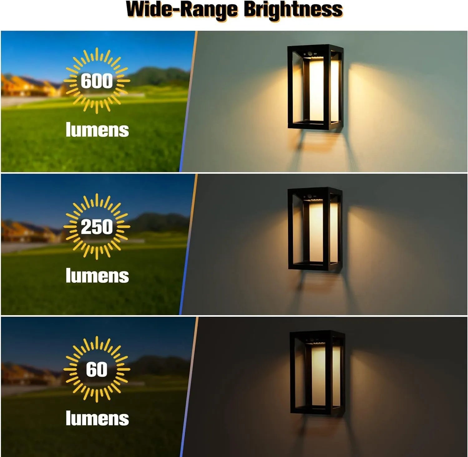 Modern solar powered outdoor wall lamp with IP65 waterproof rating for garden courtyard use
