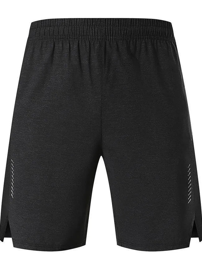 Men's forest green five-point single layer spandex casual shorts on a mid-waist