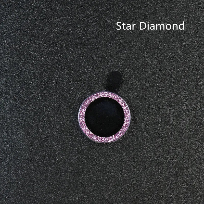 iPhone camera lens protection film with aluminium alloy ring and diamond pattern tempered glass.