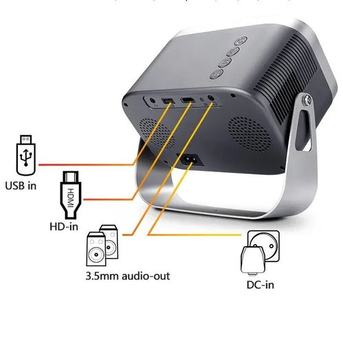 4K Android smart projector with portable design for home cinema and mobile phone screen mirroring