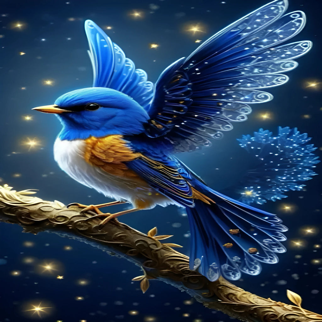 Blue Bird design diamond painting kit on 60x100cm canvas with rhinestone decorations