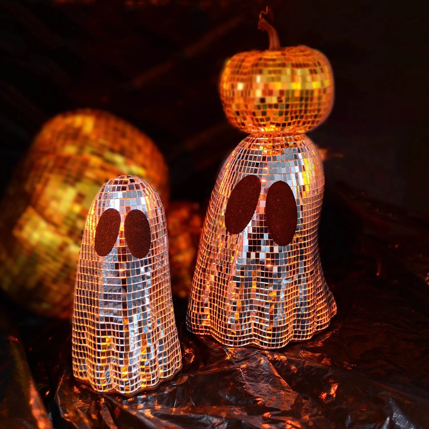 Silver mosaic mirror patch Halloween ghost decoration in glass