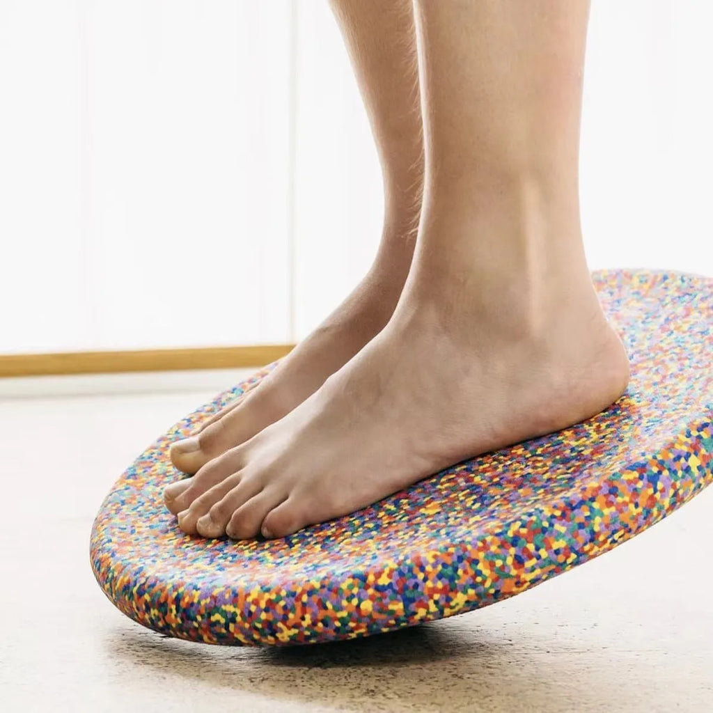 Plastic surf balance board for children aged 4-6 in mixed colour wood grain finish