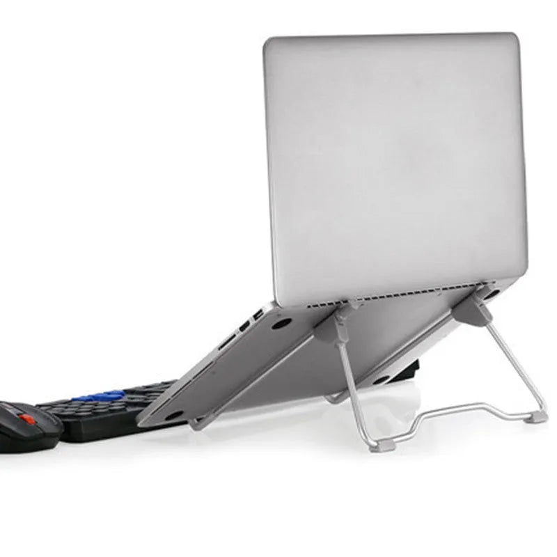 Grey aluminium alloy and engineering plastic foldable laptop and mobile phone stand with adjustable angles