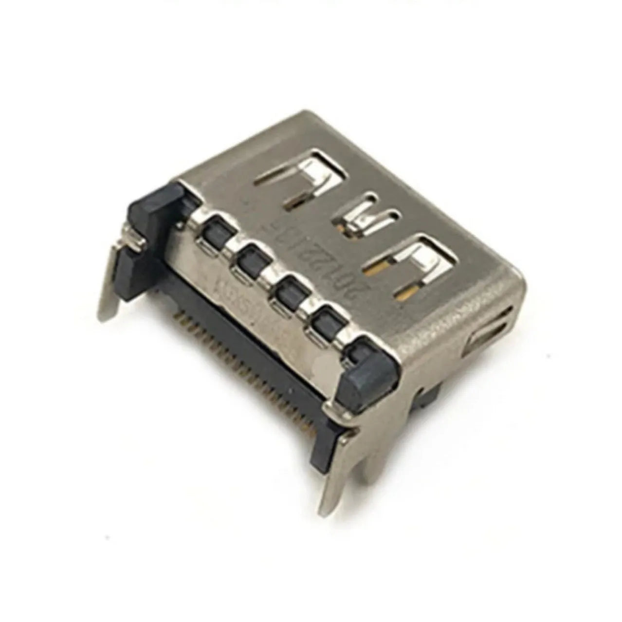 Silver HDMI interface host socket with metal construction for game consoles and computer hardware