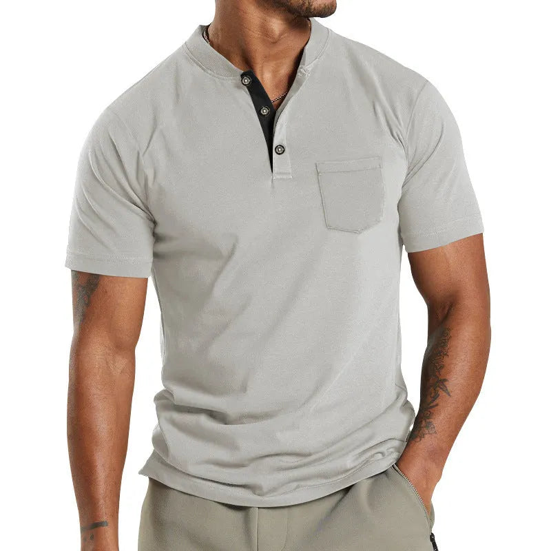Men's plus size solid colour short sleeve shirt with a button chest pocket, shown in Army Green.