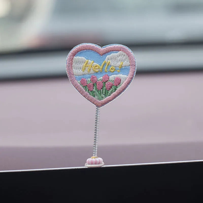 PVC duckling car decoration set with six cartoon ducks and welcome sign for vehicle interior