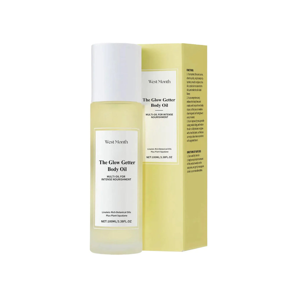 Body care set with skincare oil and moisturising cream for nourishing firming massage treatment