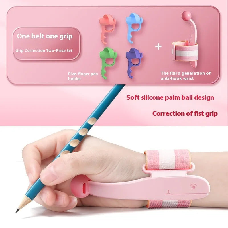 Blue anti-hook pen control corrector wrist brace with ABS nylon construction
