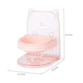 Adjustable height cat bowl with cat ear design in grey or pink, featuring anti-spill fixed hanging body for cages