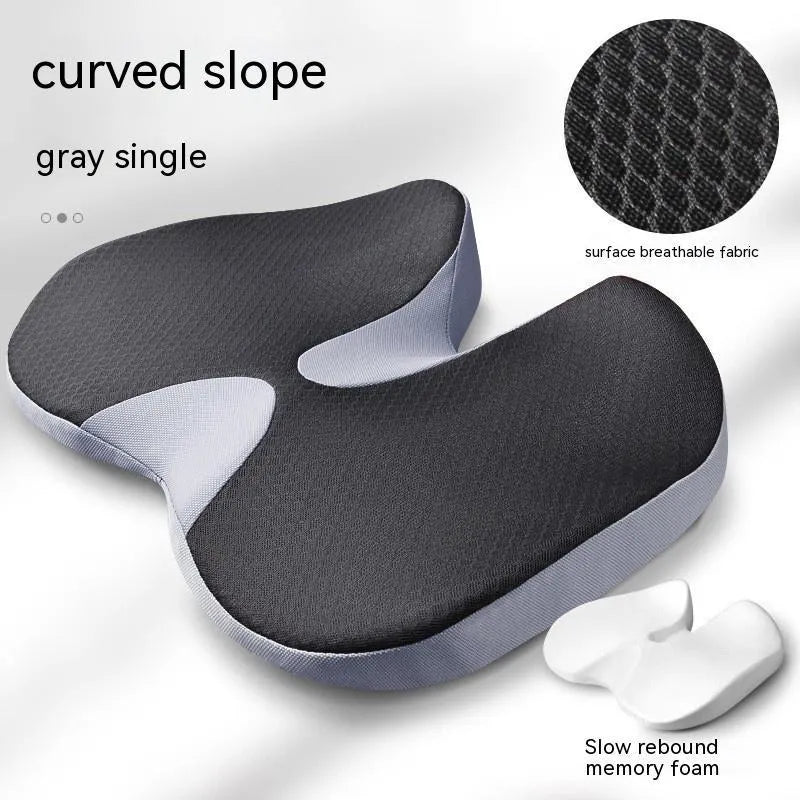 Curved bevel seat cushion in beige colour with memory foam for tailbone and driving support