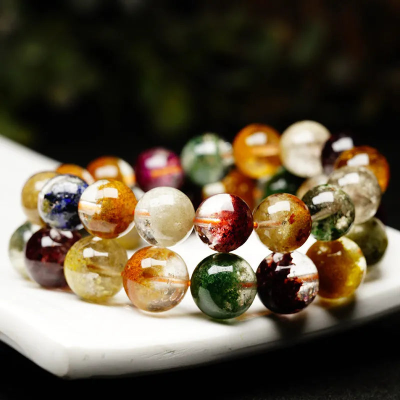 Crystal bracelet with colourful ghost cornucopia design and 10mm ball beads