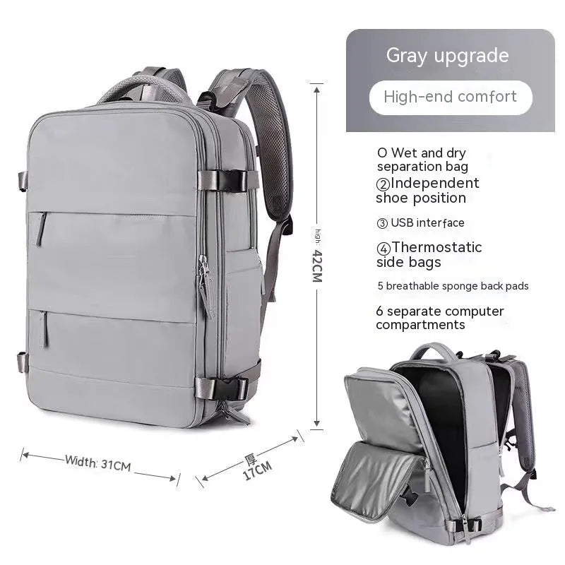 Waterproof nylon mummy backpack in multiple colour options showing large capacity travel bag