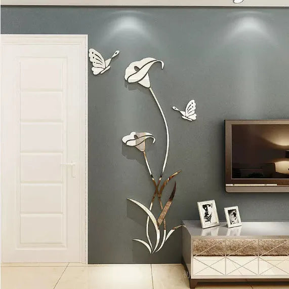 Lily floral 3D acrylic wall sticker in pink colour showing dimensional detail