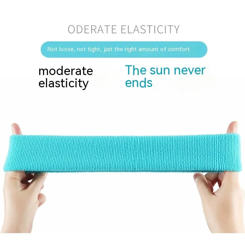 Solid colour elastic sports anti-sweat headband made from polyester spandex.