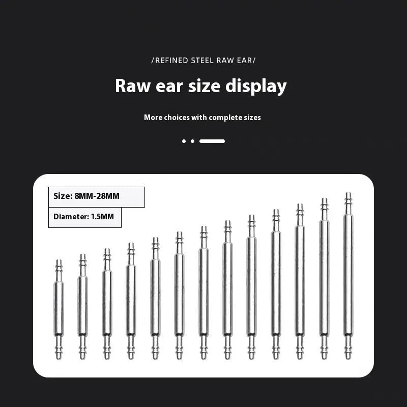 Watch auricular needle spring shaft for band repair in sizes 21mm to 26mm