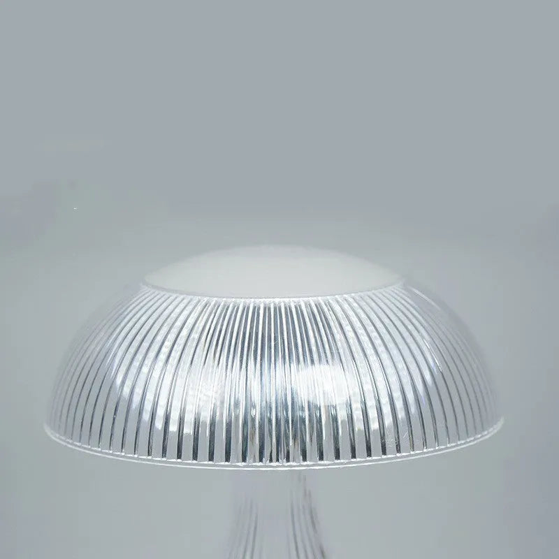 USB rechargeable hotel table lamp with three-colour changing LED light and acrylic body